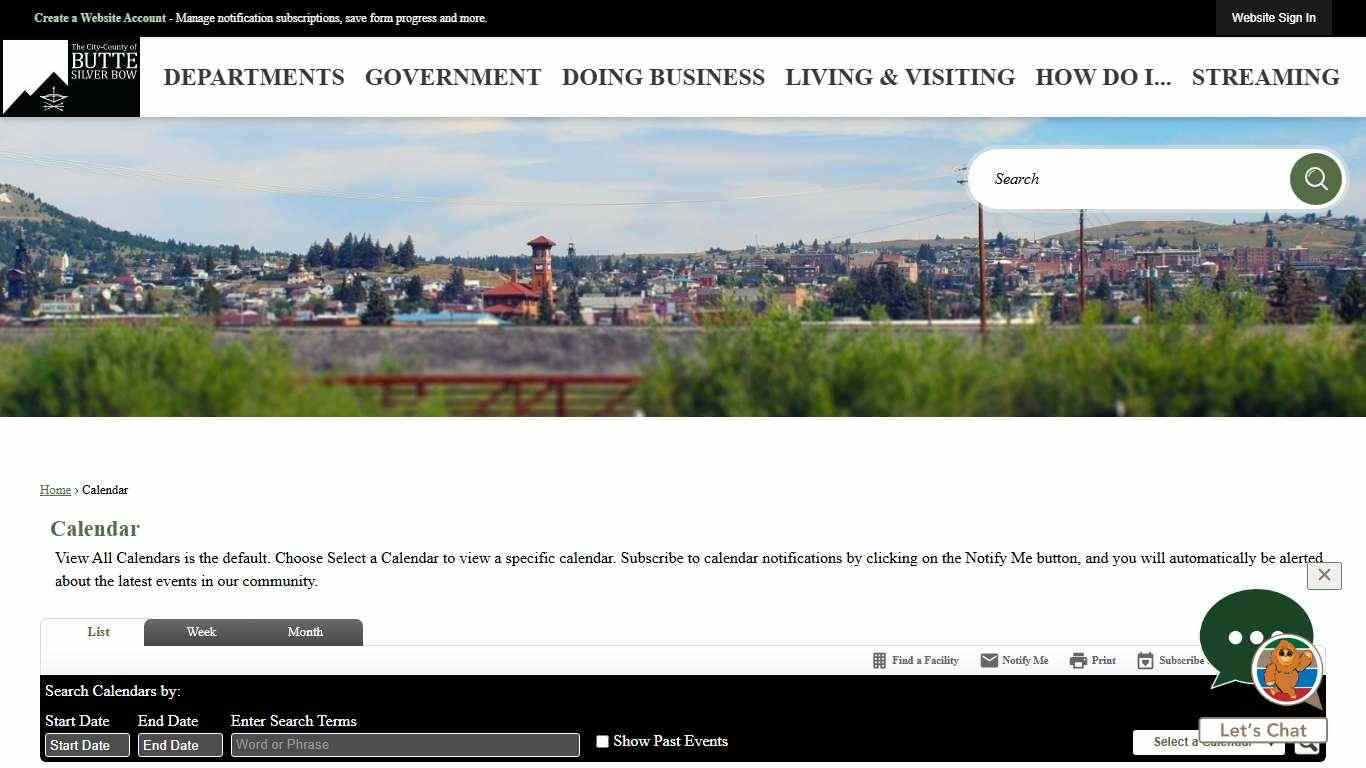 Calendar • City and County of Butte-Silver Bow, MT • CivicEn