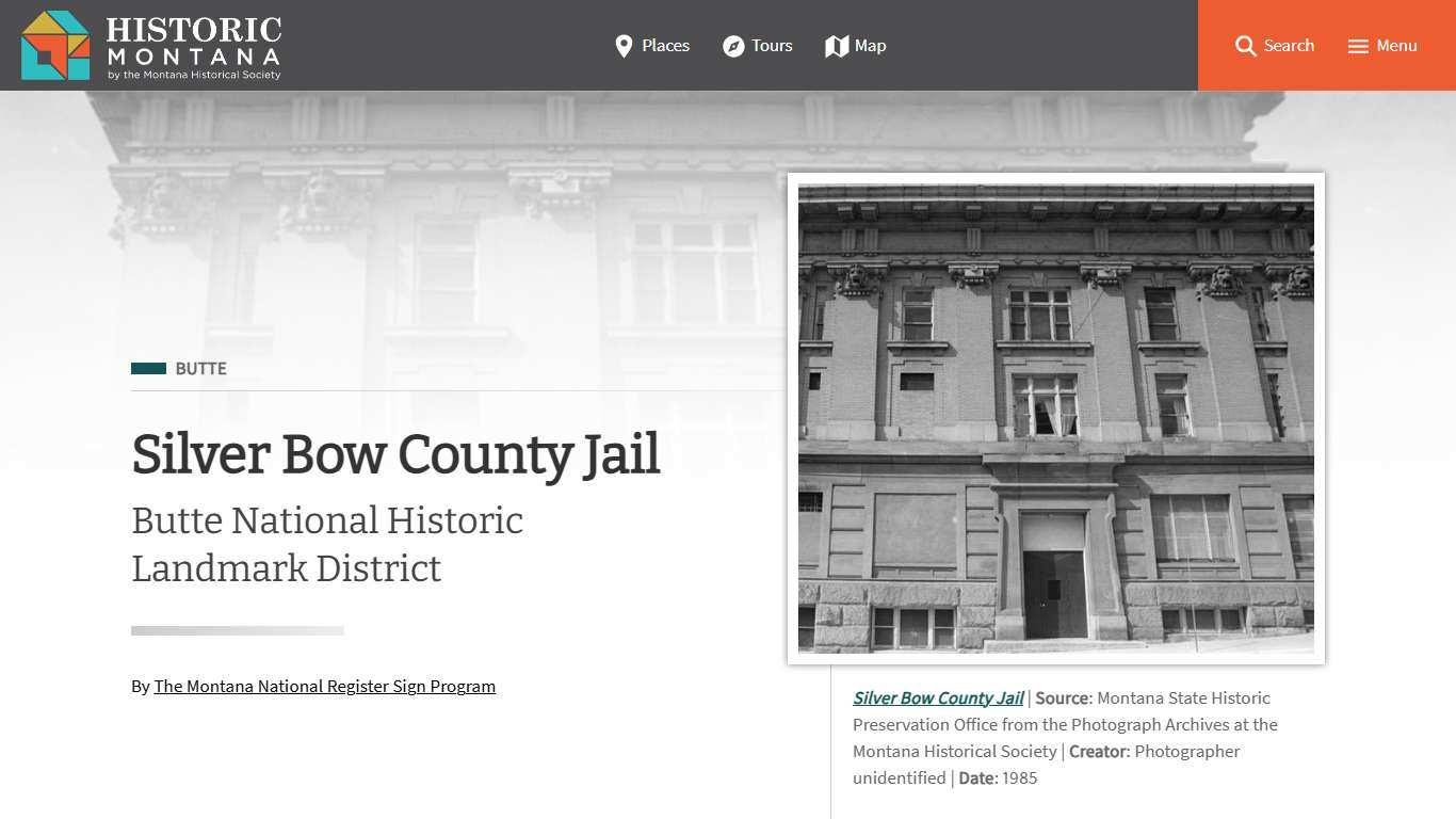 Silver Bow County Jail - Butte National Historic Landmark District | Historic Montana